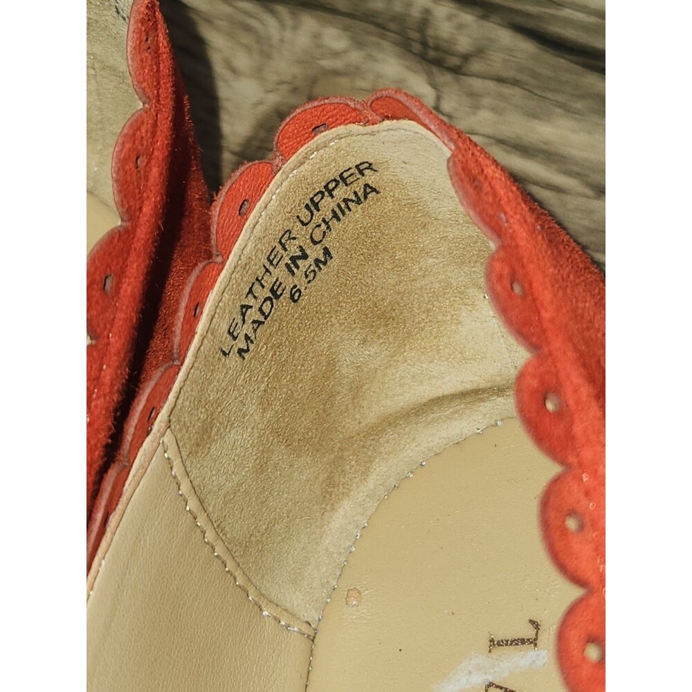 Talbots Women's Slip-on Penelope Scallop Flats leather Suede Orange, Sz 6.5 Med - Picture 10 of 15